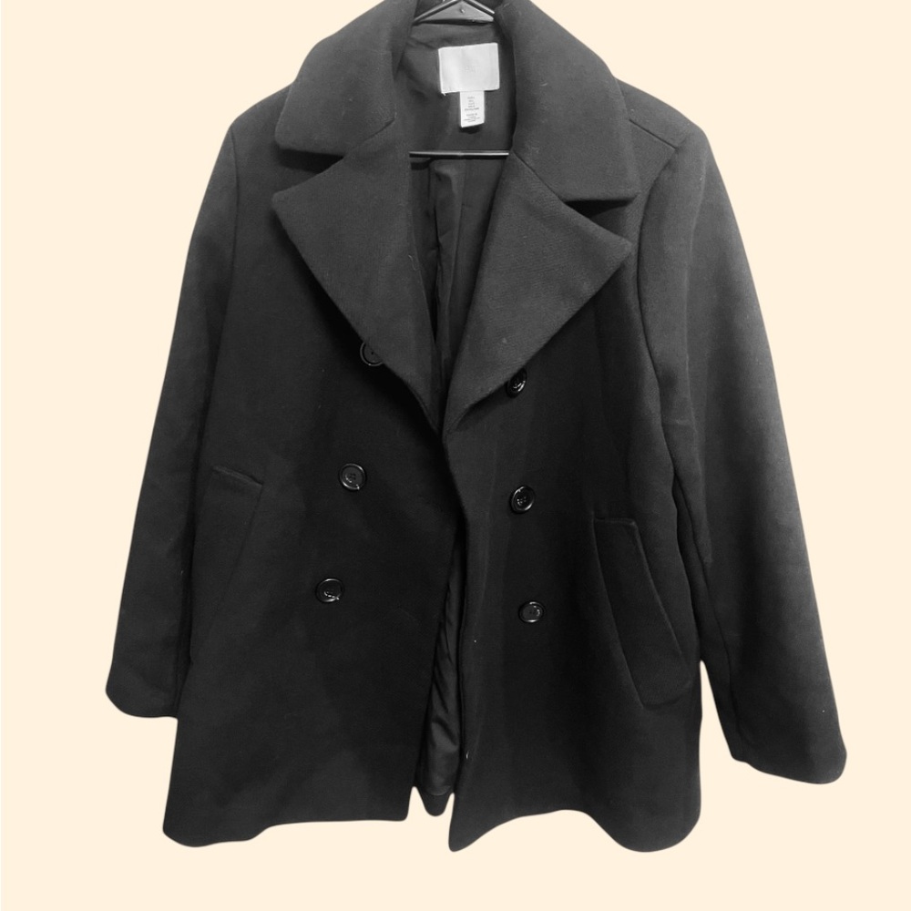 H&M Black Double-Breasted Coat